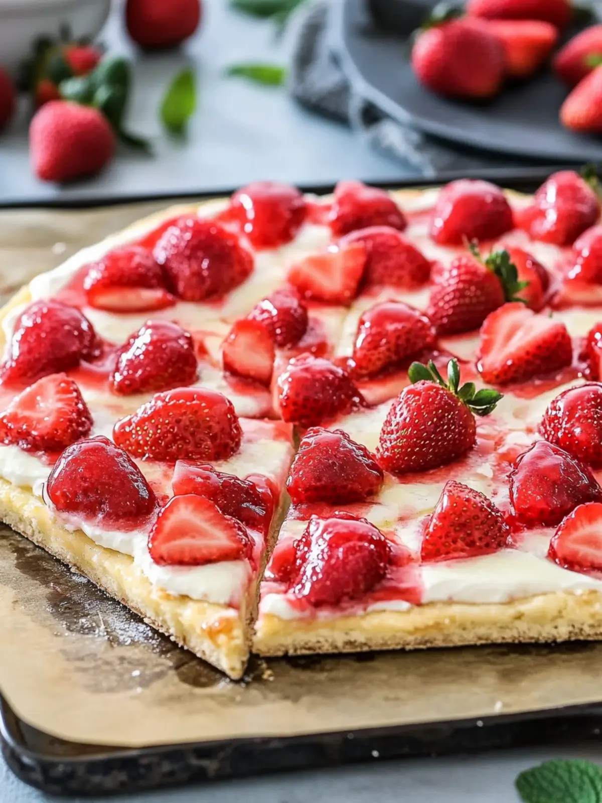 Strawberry Fruit Pizza (With Glazed Strawberries)