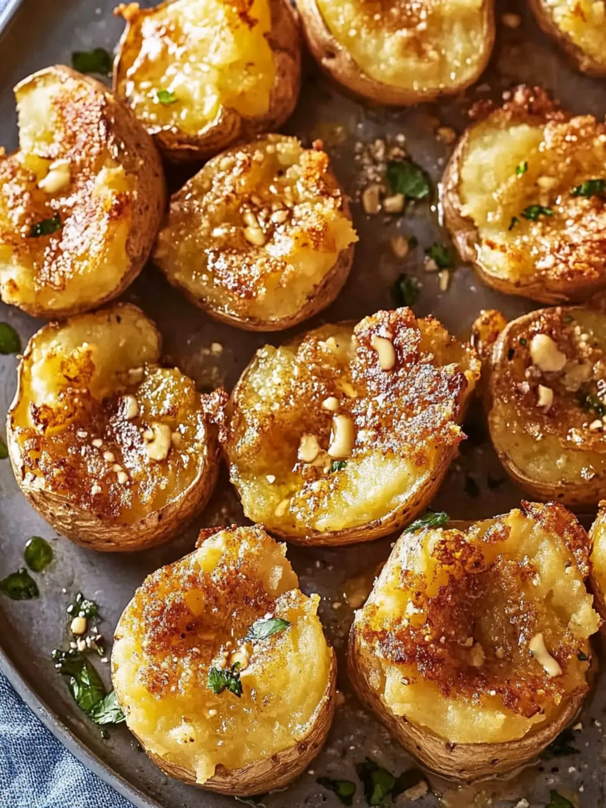 Crispy Smashed Potatoes with Garlic Butter