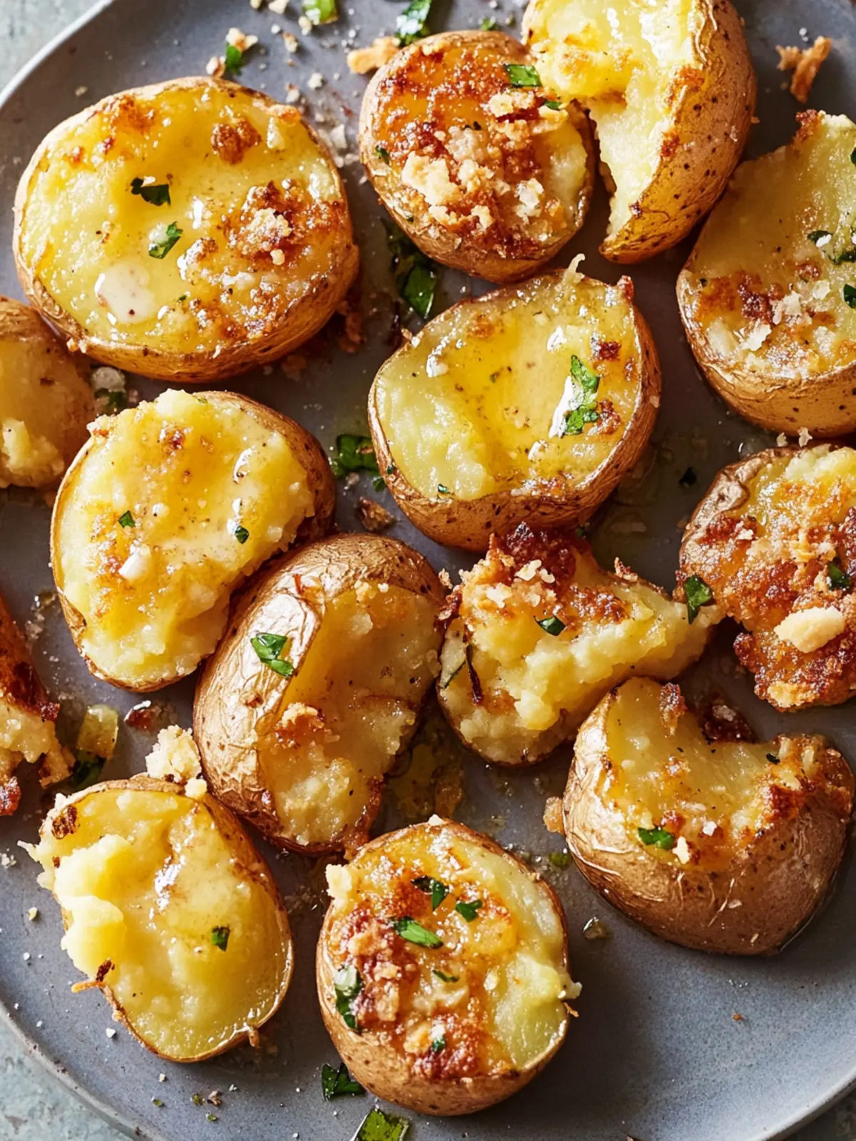 Crispy Smashed Potatoes with Garlic Butter