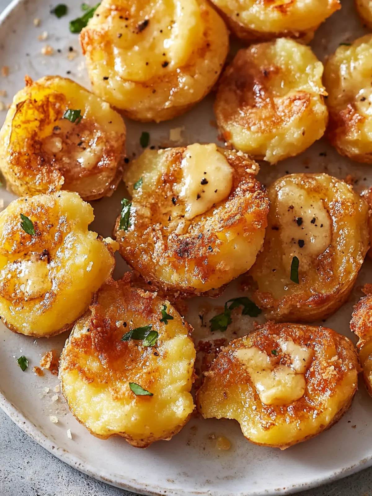 Crispy Smashed Potatoes with Garlic Butter
