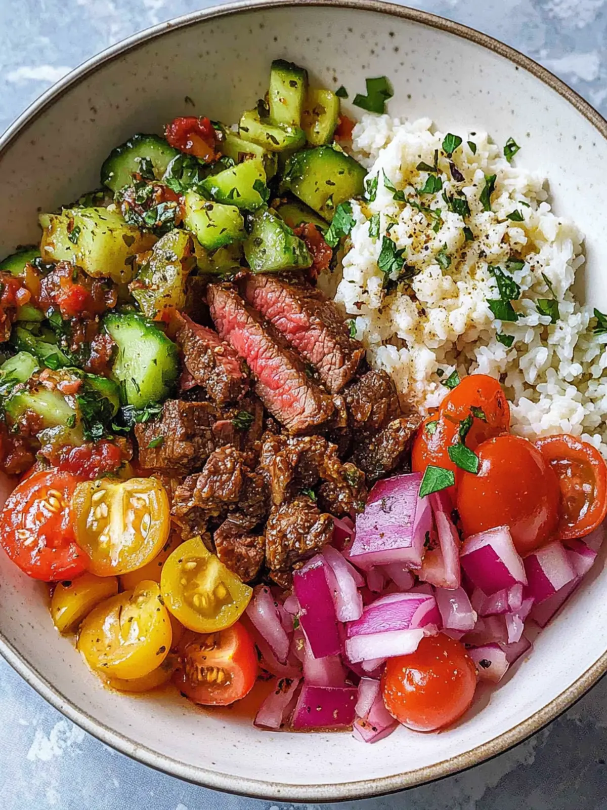 Quick & Easy Mediterranean Steak Bowl Recipe
