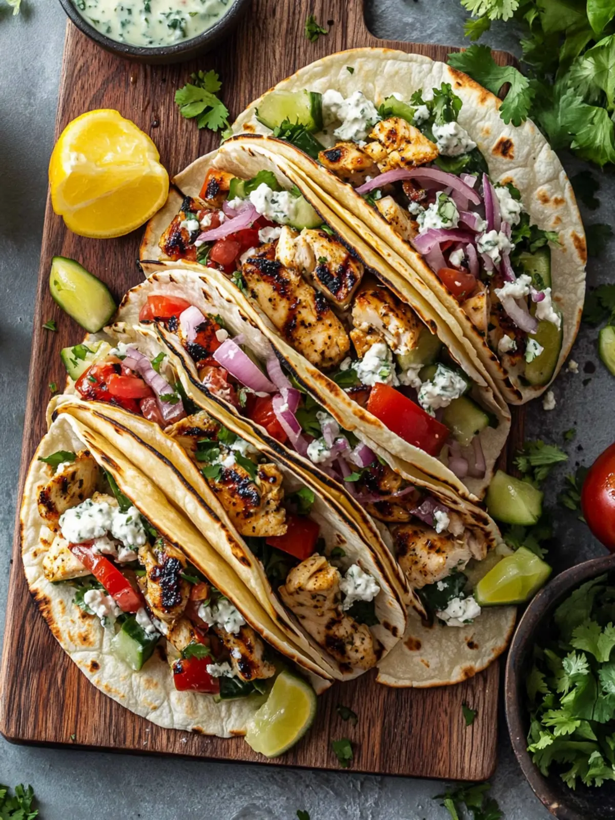 Grilled Mediterranean Chicken Tacos