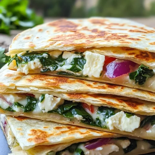 Mediterranean Quesadillas with Spinach, Feta, Mozzarella, and Red Onion