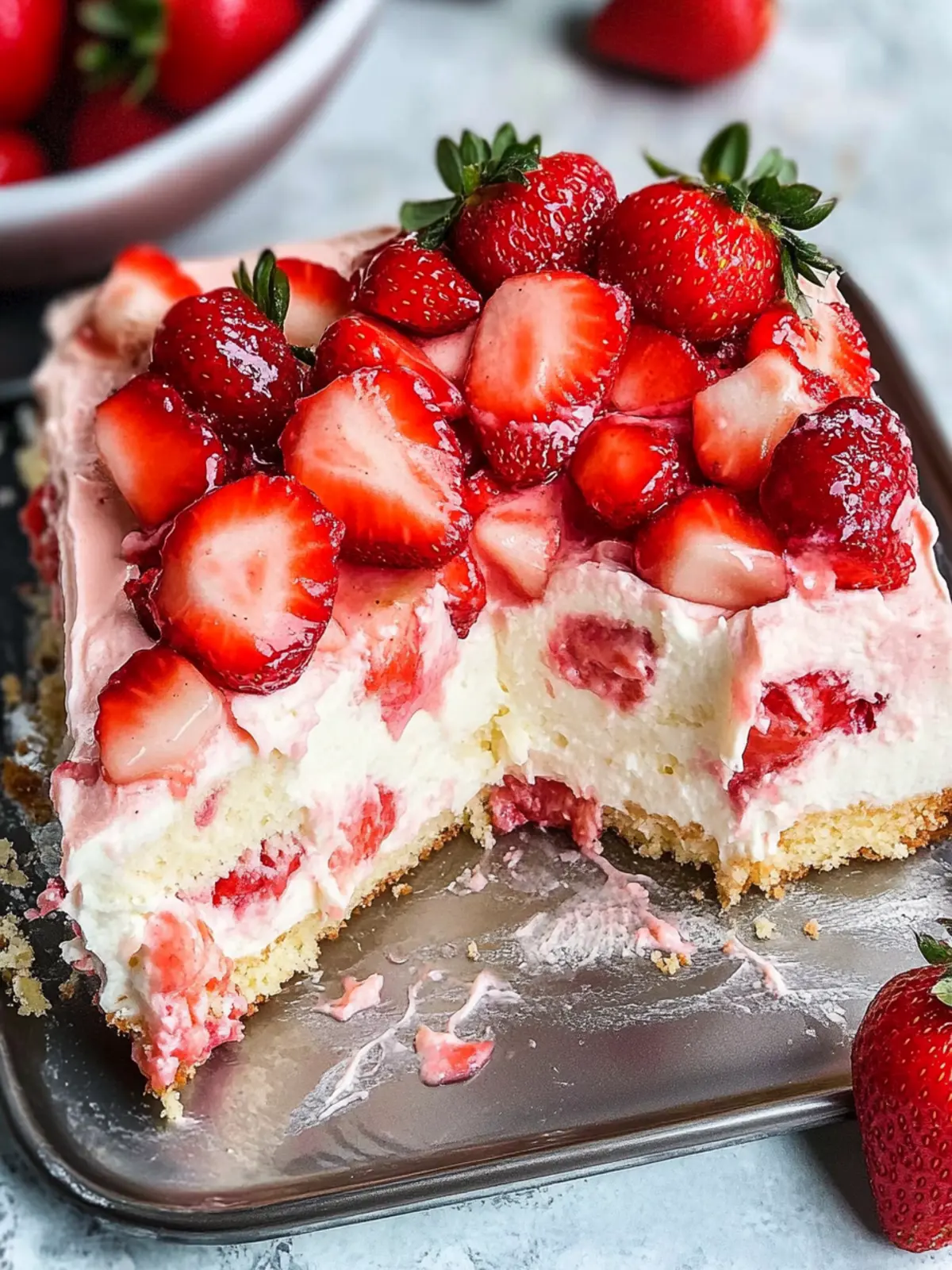 strawberry cheesecake poke cake