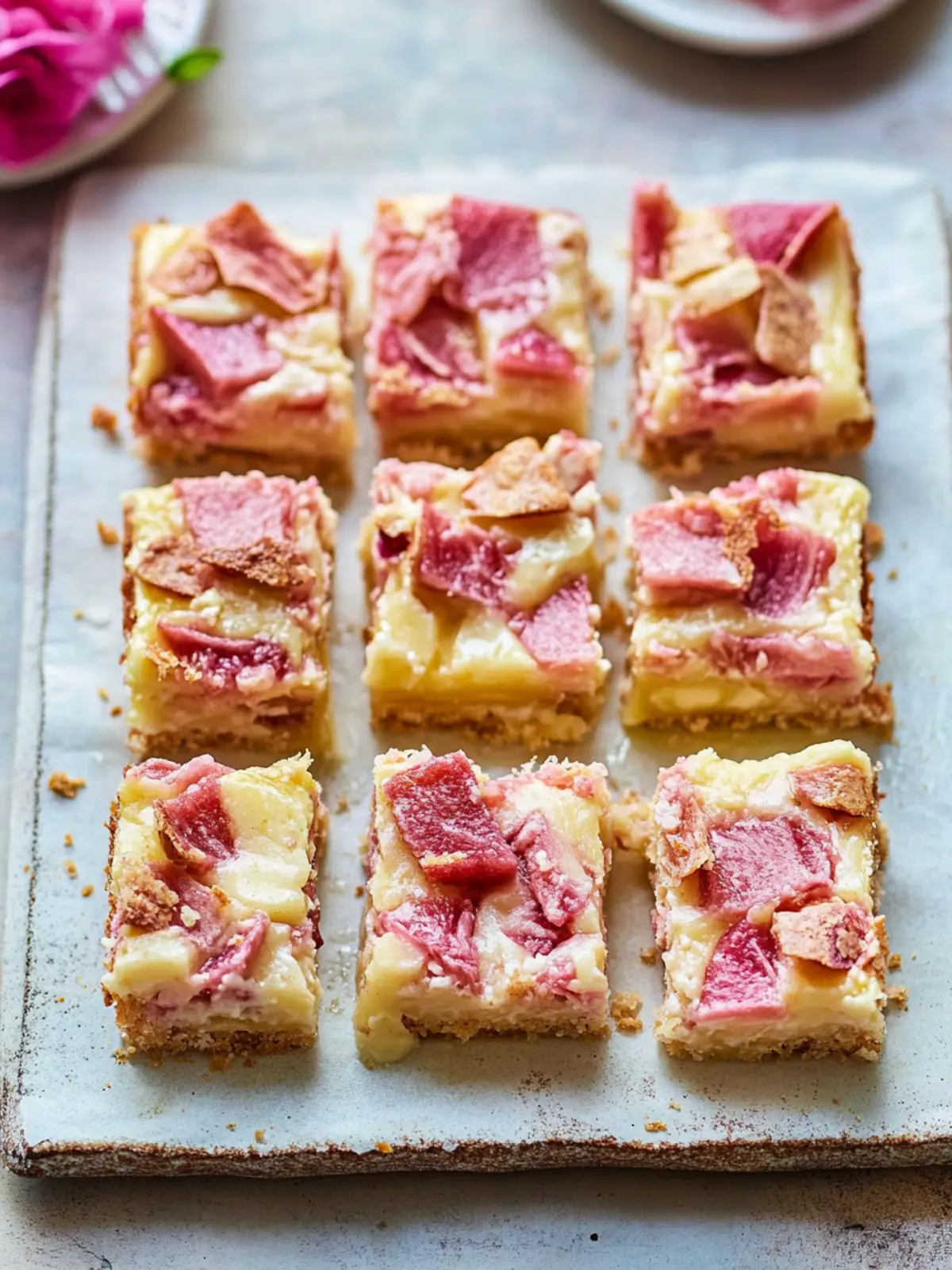 Rhubarb custard bars recipe