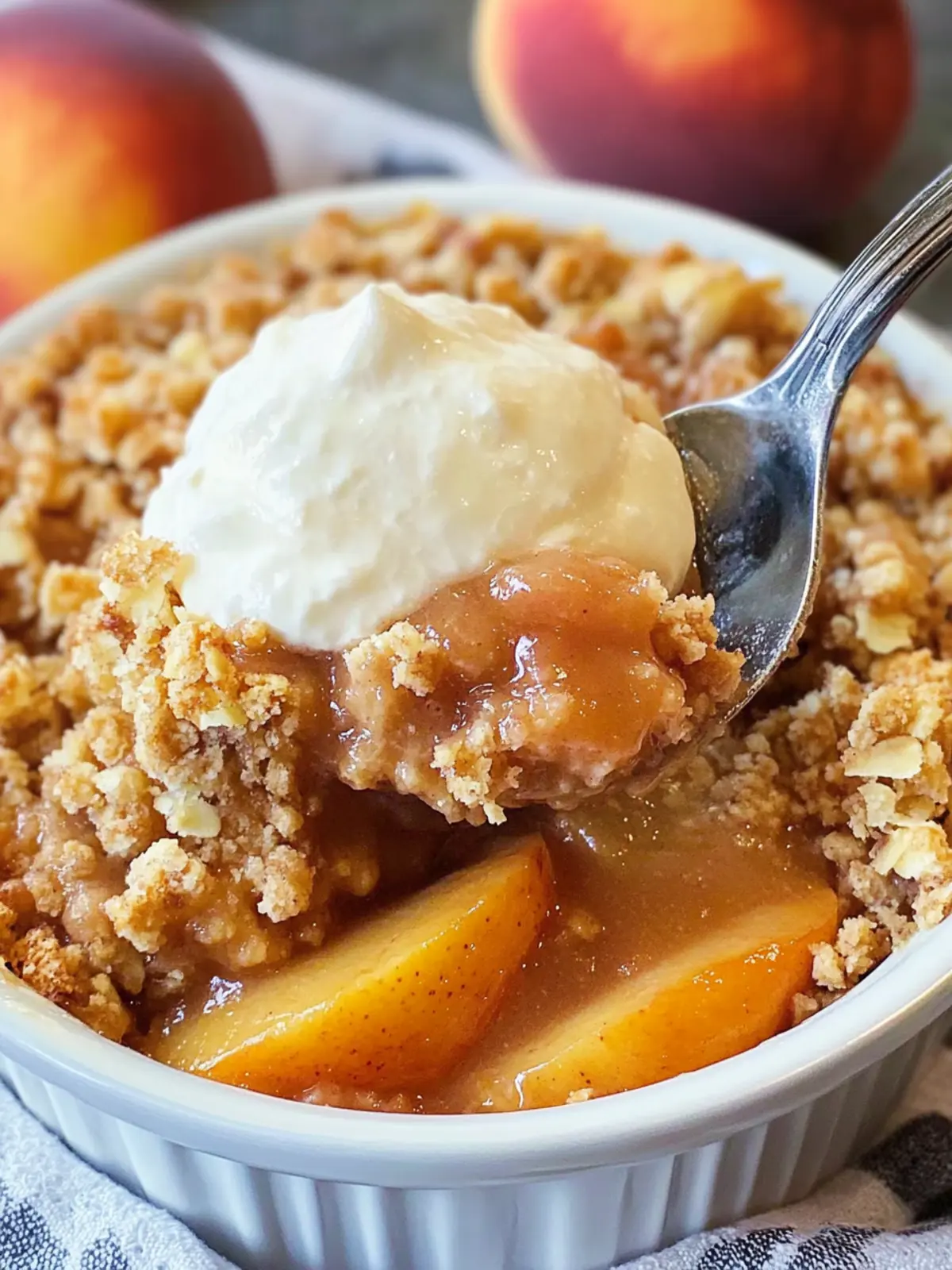 Peach crisp with fresh peaches recipe