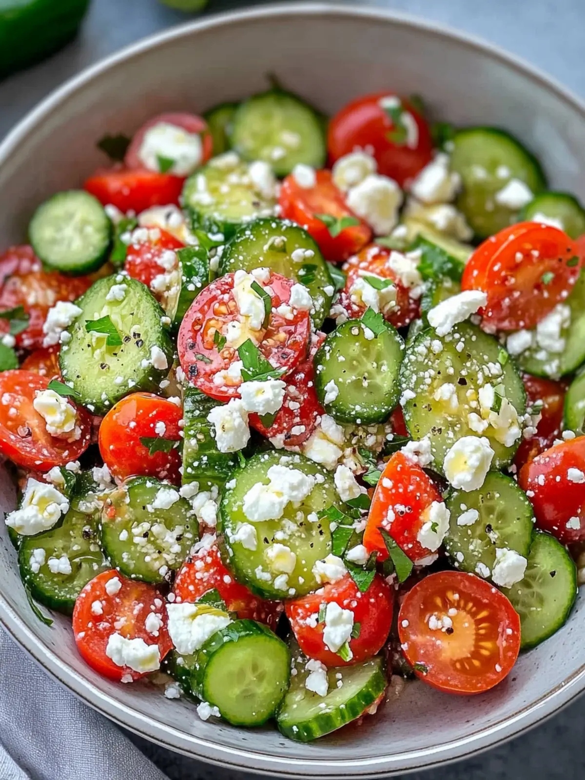 Quick & Healthy Cucumber Tomato Salad with Feta Cheese