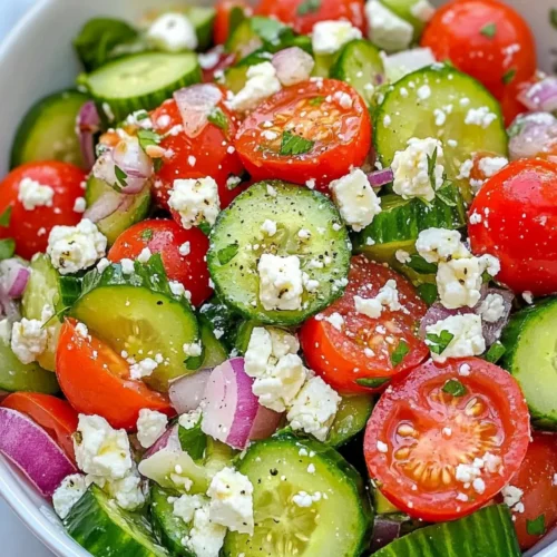 Quick & Healthy Cucumber Tomato Salad with Feta Cheese