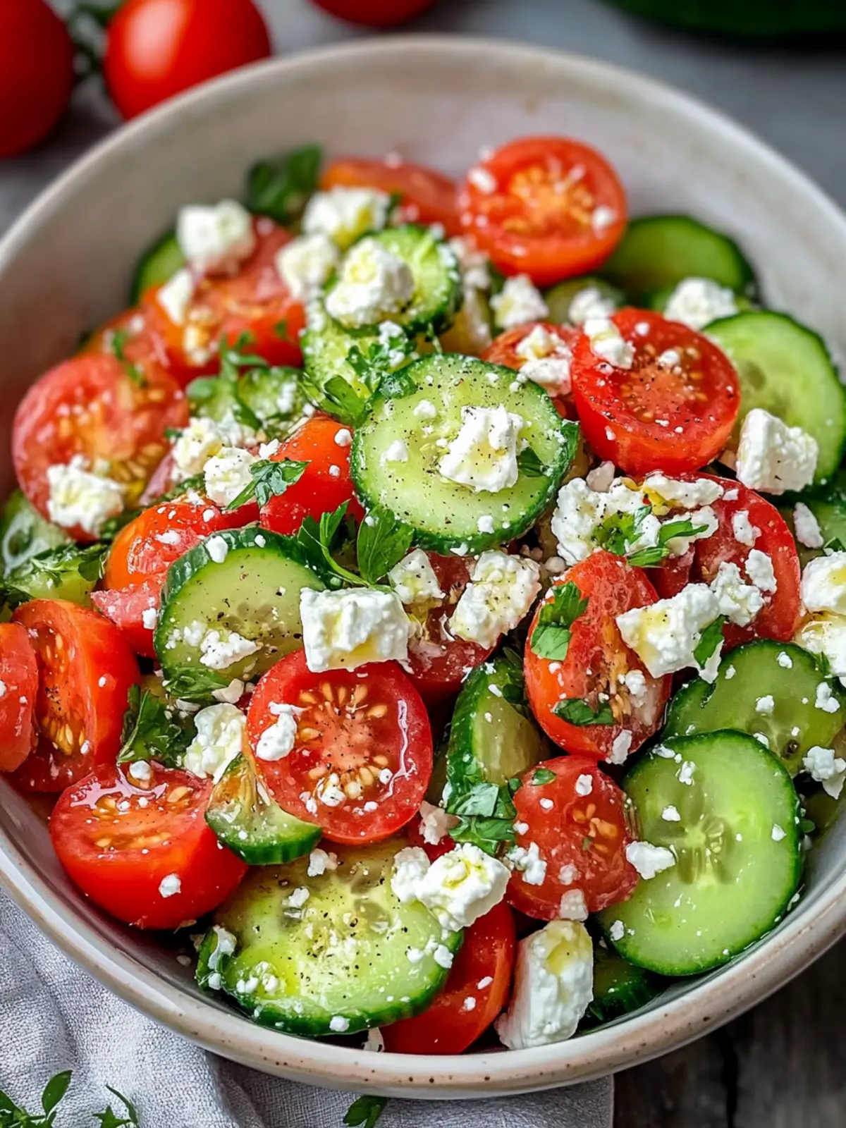Quick & Healthy Cucumber Tomato Salad with Feta Cheese