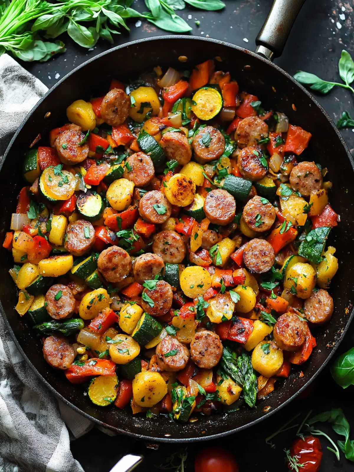 Sausage and Veggies Skillet - 30 Minute, One-Pan Meal